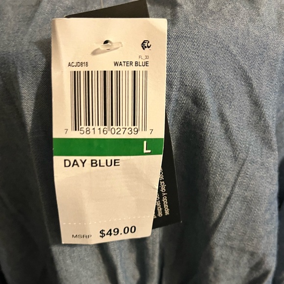 Rosie Harlow Junior Smocked Off-The-Shoulder Fit & Flare Dress Denim Day Blue L - Picture 7 of 8